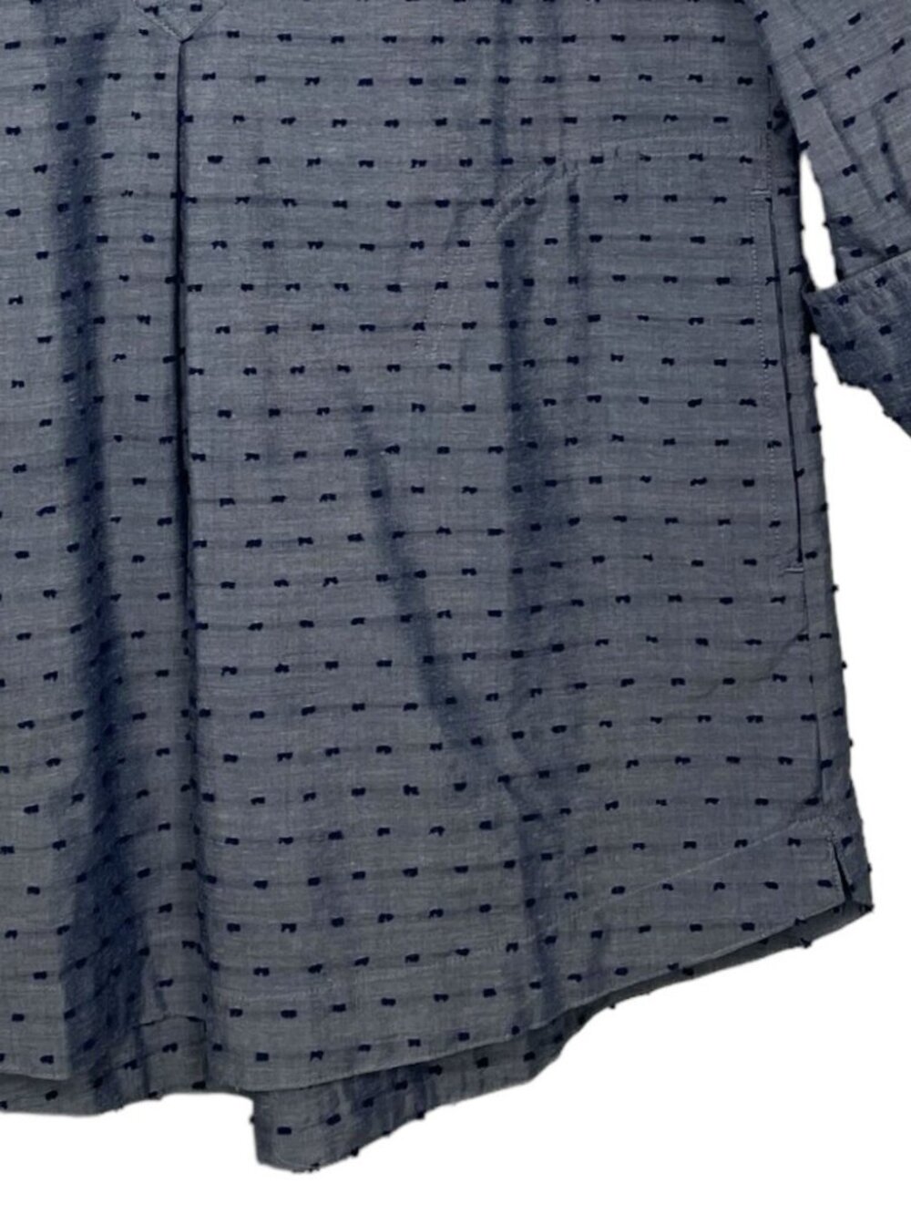 Appleseed's Womens Tunic Size Small Clip-Dot Ruffled Collar 3/4 Sleeve Side Slit - Picture 4 of 6
